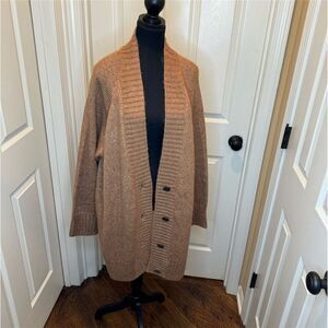 GAP Women's XL Brown Cardigan Sweater Open Front Ribbed Shawl Collar